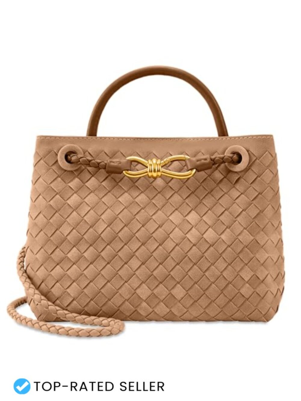 PU Leather Woven Tote Bag Top Handle Shoulder Crossbody